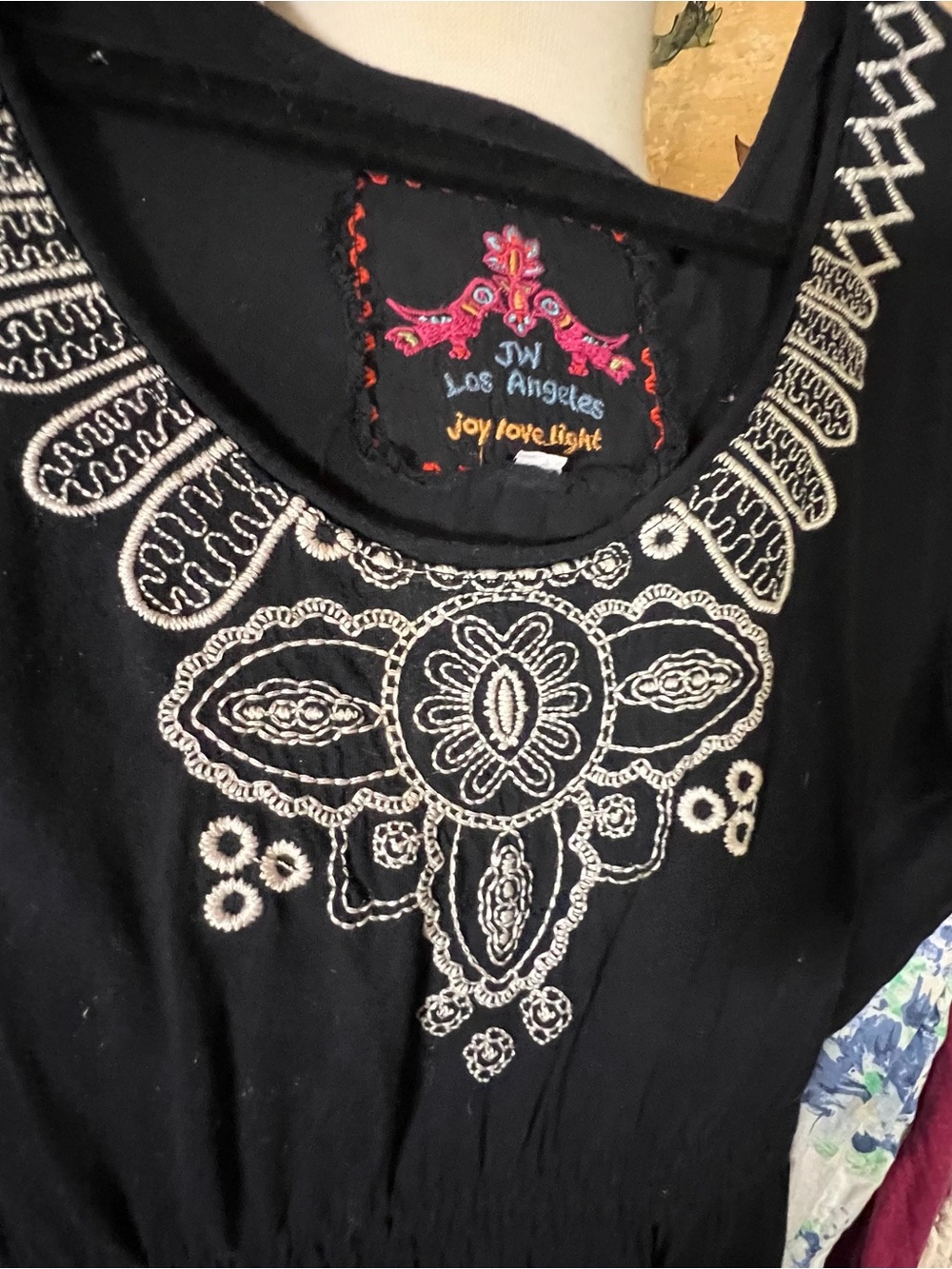 Johnny Was Black Embroidered Knit Dress size L - Picture 5 of 6